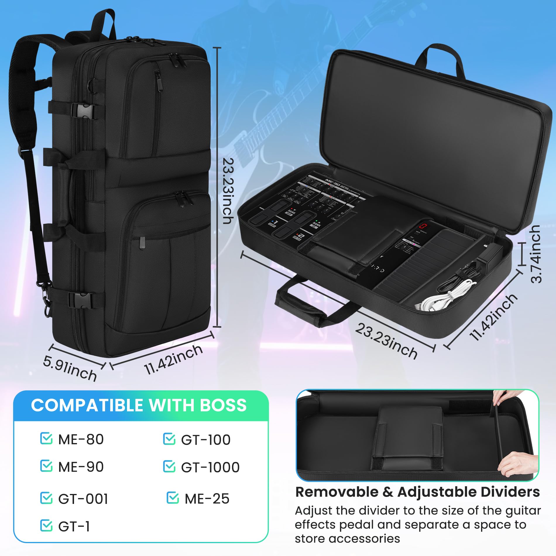 Amazon | ペダルボードケース Boss ME-80 / GT-1000 / GX-100 / ME-90